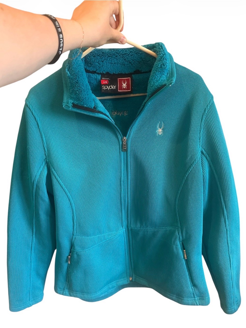 Spyder Teal Full-Zip Sherpa-Lined Fleece Jacket